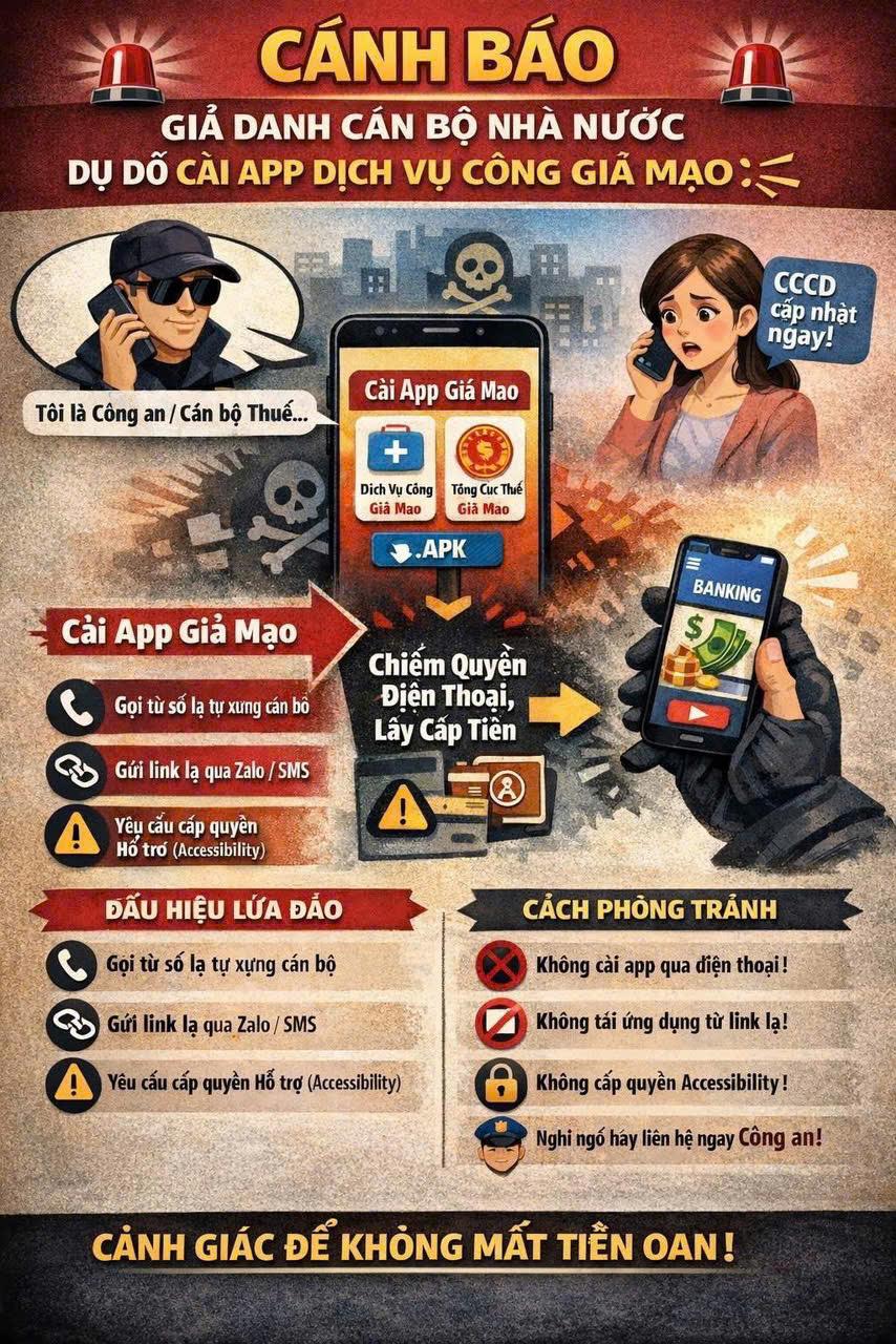 Cảnh báo: Giả danh cán bộ nhà nước dụ dỗ cài đặt ứng dụng dịch vụ công giả mạo