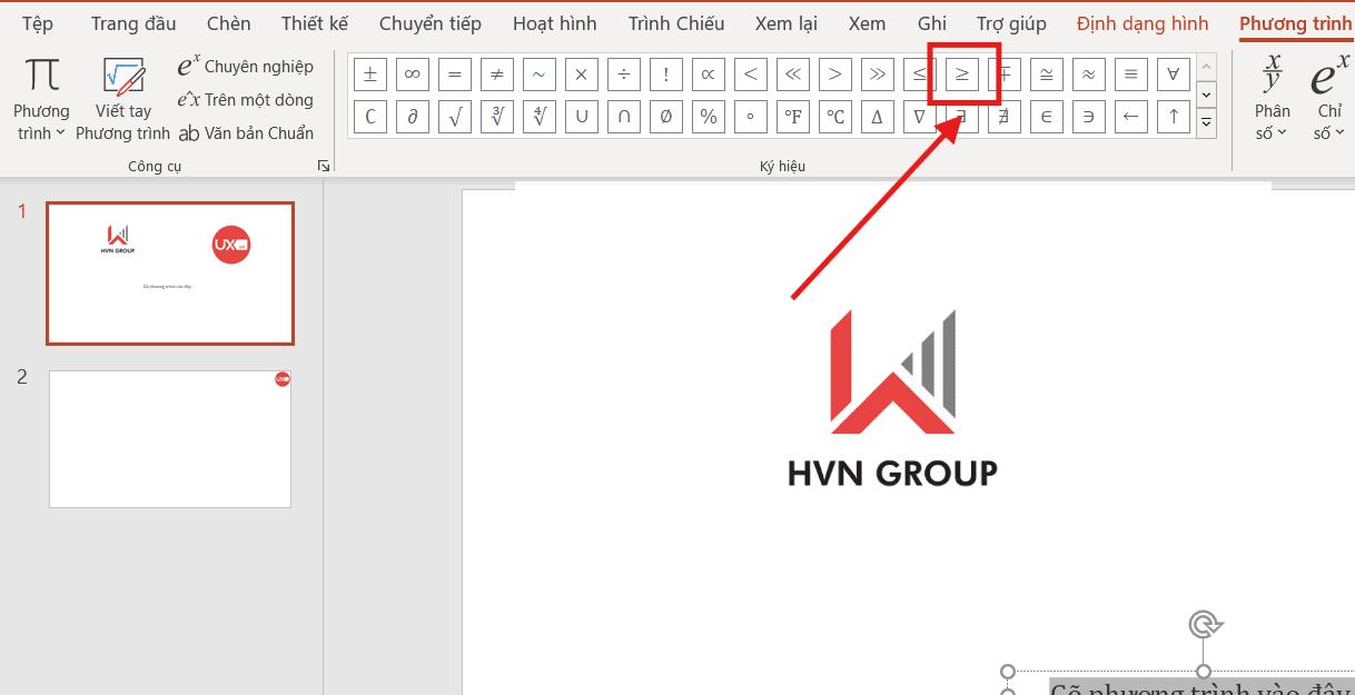 Cách viết dấu lớn hơn hoặc bằng PowerPoint | UIX